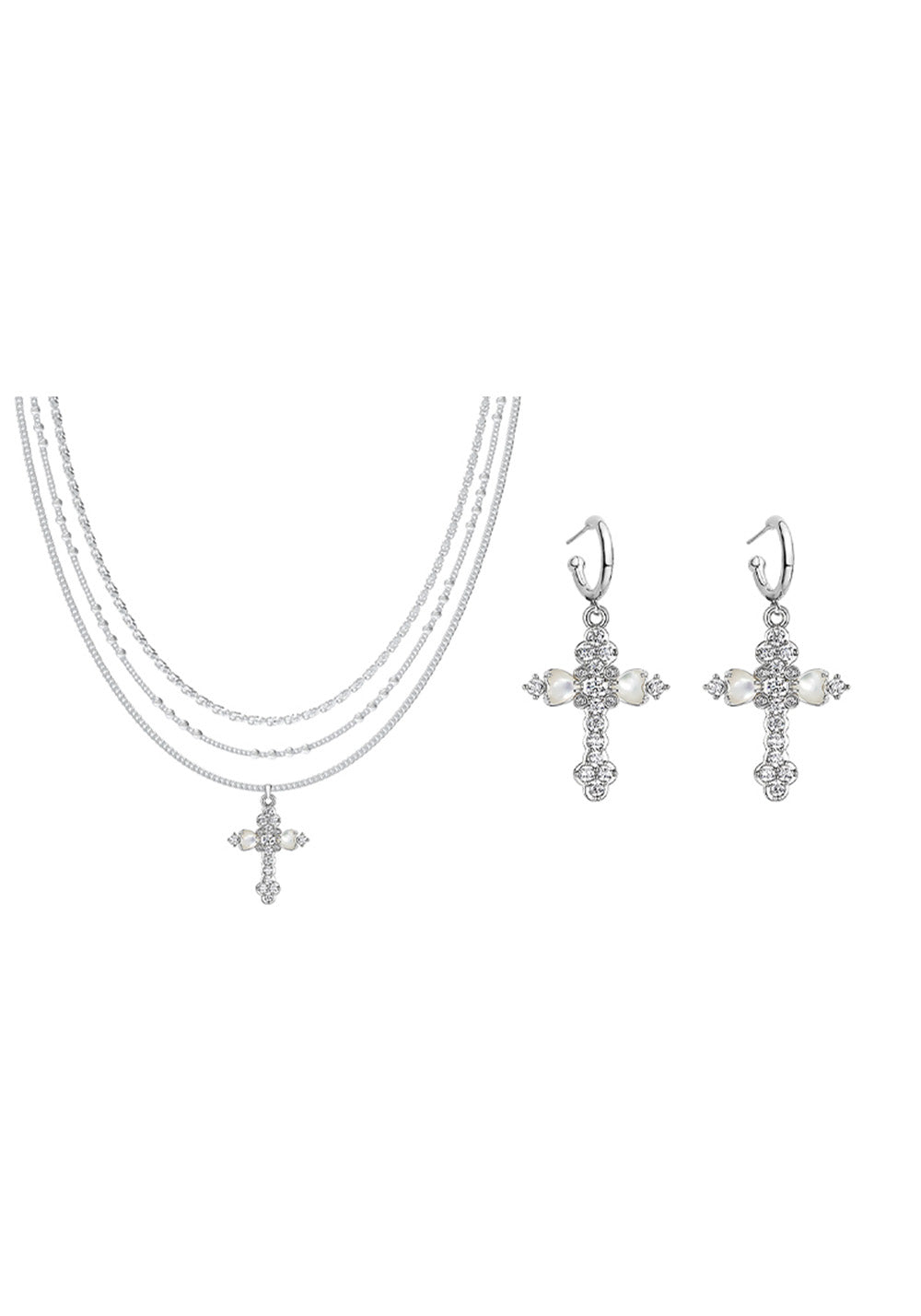 SUN HUNTER丨Triple-Layer Flower Cross Necklace - PSYLOS 1, SUN HUNTER丨Triple-Layer Flower Cross Necklace, Accessories, SUN HUNTER, PSYLOS 1